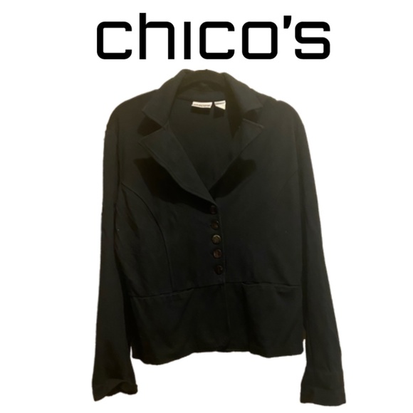 Chicos Black Soft Stretchy Blazer Size Chico's Size 1 (equal to M, 8/10) - Picture 1 of 2
